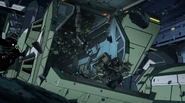 The Sodon's inner hangar with Mobile Suits (Falling on the Moon)