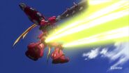 Firing Rase-Two Kanasaibou's Beam Bazooka Mode and the knee's Beam Guns (Ep 21)