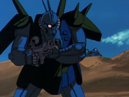 Desert Zaku of African Liberation Front equipped with Gelgoog's Beam Rifle. (Gundam ZZ)