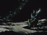 Crouching on the lunar surface