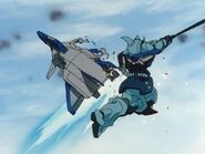 Crippling a Federation's Jet Core Booster with Heat Sword Type D III (from The 08th MS Team OVA)