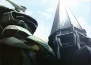 La Tour being guarded by an Enact (Gundam Perfect File)