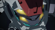 Eyes exposed after visor broken (The White Gundam)