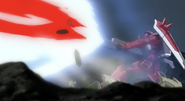 Lunamaria's Gunner ZAKU Warrior firing High-Energy Long-Range Beam Cannon (Attack the Lohengrin, HD Remaster)