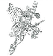 Red Frame Kai holding the Beam Torch, with Tactical Arms IIL in V Form