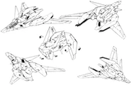 Various views of Core Fighter & its transformed state (center)