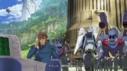 Loyalist ZAFT soldiers behind Andrew surrounding ZAFT insurgents