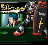 Prototype Gundam and pilot Farrell Iha as featured in Mobile Suit Gundam: Spirits of Zeon arcade game