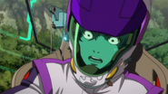 Tatsu realizes that his Super Custom Zaku F2000 is breaking up.