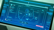 Stats monitor showing Ein's entire body inside of the EB-AX2 Graze Ein's cockpit