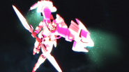 Trans-Am Raiser wielding GN Sword IIs in Twin Lance mode