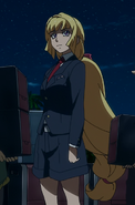 In her suit