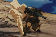 Kimbareid Forces' unit charging with Zaku Bazooka