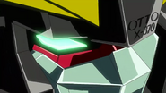 Close-up of head crest's "OTTO X-370" (Decisive Fire, HD Remaster)