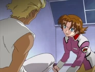 Miriallia attacks Dearka, who she thought killed Tolle (In the Promised Land, Original)