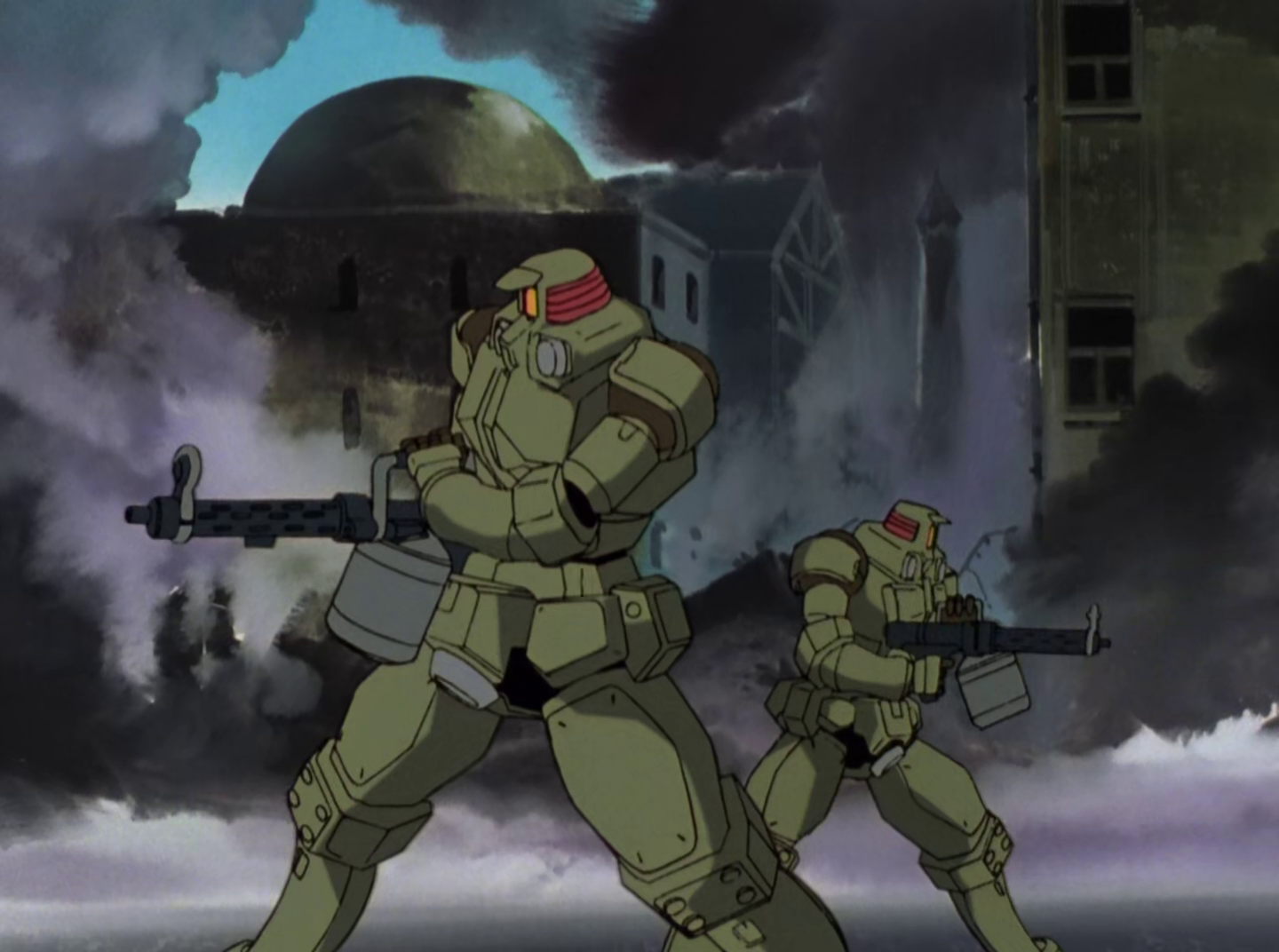Leos firing 105mm rifle, from Gundam Wiki