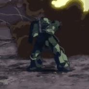 Zeon remnant's Zaku II Kai during the raid of Torrington Base in U.C. 0096 (from Gundam Unicorn OVA)