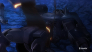 A destroyed Desert Zaku as seen on Gundam Build Fighters Try