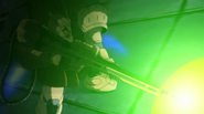 Zaku I Sniper Type, firing the beam sniper rifle