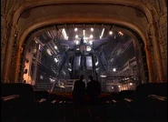 The G-Saviour in a hangar hidden inside a New Manhattan theater.