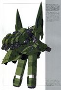 Re-illustration by Kyoshi Takigawa: rear view (in green color scheme)