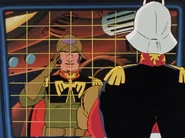 Cpt. Dren greets Col. Char Aznable (Episode 32: Breakthrough)