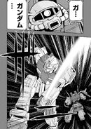 Modified GM II with Gundam-like head slicing apart a Hizack (The Truth of E.F.F. , Vol2)