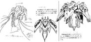 Early designs for the XMA-01 Rafflesia (center and right)