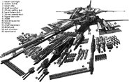 Illustration depicting the Gaia Gear's considerable disposable armaments