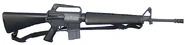 An M16A1, an assault rifle chambered in 5.56 NATO