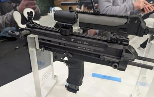 Fort-230 submachine gun on display at the IWA OutdoorClassics 2025 trade fair in Nuremberg