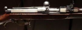 A close-up shot of the bolt-action system on the Dreyse Needle gun