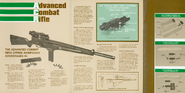 Second half of AAI ACR brochure showing a stage when the gun still used caseless ammo from its AIWS days and showing a sketch of a bullpup version.