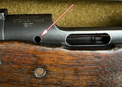 Hatcher hole on a bolt action rifle.