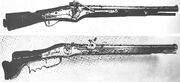 A pair of early wheellock muskets, dated to 1530 and 1533.