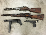 A surviving example of the P84 along with an Alka M-93 Kratka, Beretta Model 38 and PPSh-41.