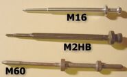 Various firing pins from an M16, M2HB and M60 machine gun.