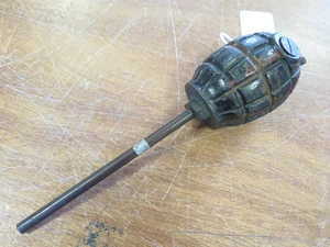 British Mills Grenade fitted with a rod for launching as a rifle grenade.