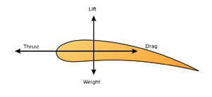 The forces that apply on an object in flight.
