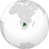 Botswana (centered orthographic projection)