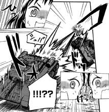 Panzer II thrown away by a shot from the Black Prince.