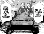 Kashiwaba sisters at the rescue after Emi's Tiger get untracked by the Black Prince.