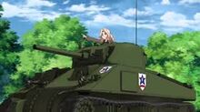 Kay riding in her M4 Sherman