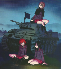 Maho and her crew with the disabled tank.