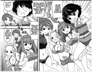 Duck Team in their swimsuits during the pool cleaning. Dialogue also points out the tsukkomi relationship Shinobu Kawanishi has with the rest of her team.