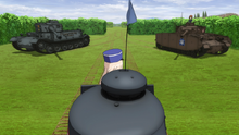 Ooarai's Panzer IV about to firing on BC's flag tank