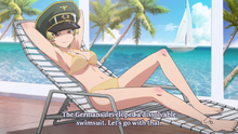 Erwin in a bikini from Girls und Panzer OVA 1