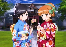 Saori and Hana wearing yukata.