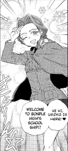 Happily greeting a visitor