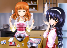 Saori and Mako Reizei baking.